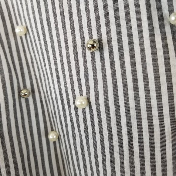 RAILS Taylor Florence Stripe Studded Pearls Shirt Sz Small - Picture 8 of 15
